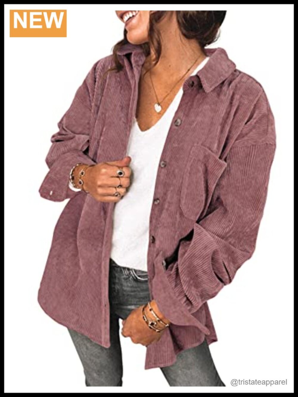 Women's Oversized Lightweight Corduroy Button Down Shacket Jacket